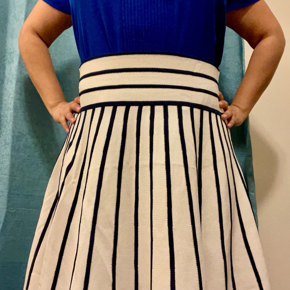 Ralph Lauren White and Navy Striped Skirt - Picture 3 of 11